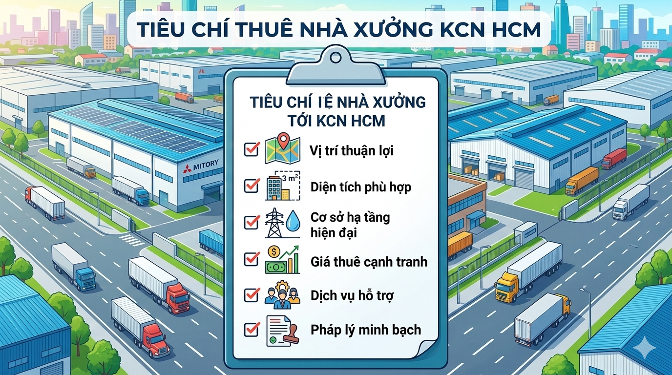 Tiêu chí thuê nhà xưởng KCN HCM năm 2026